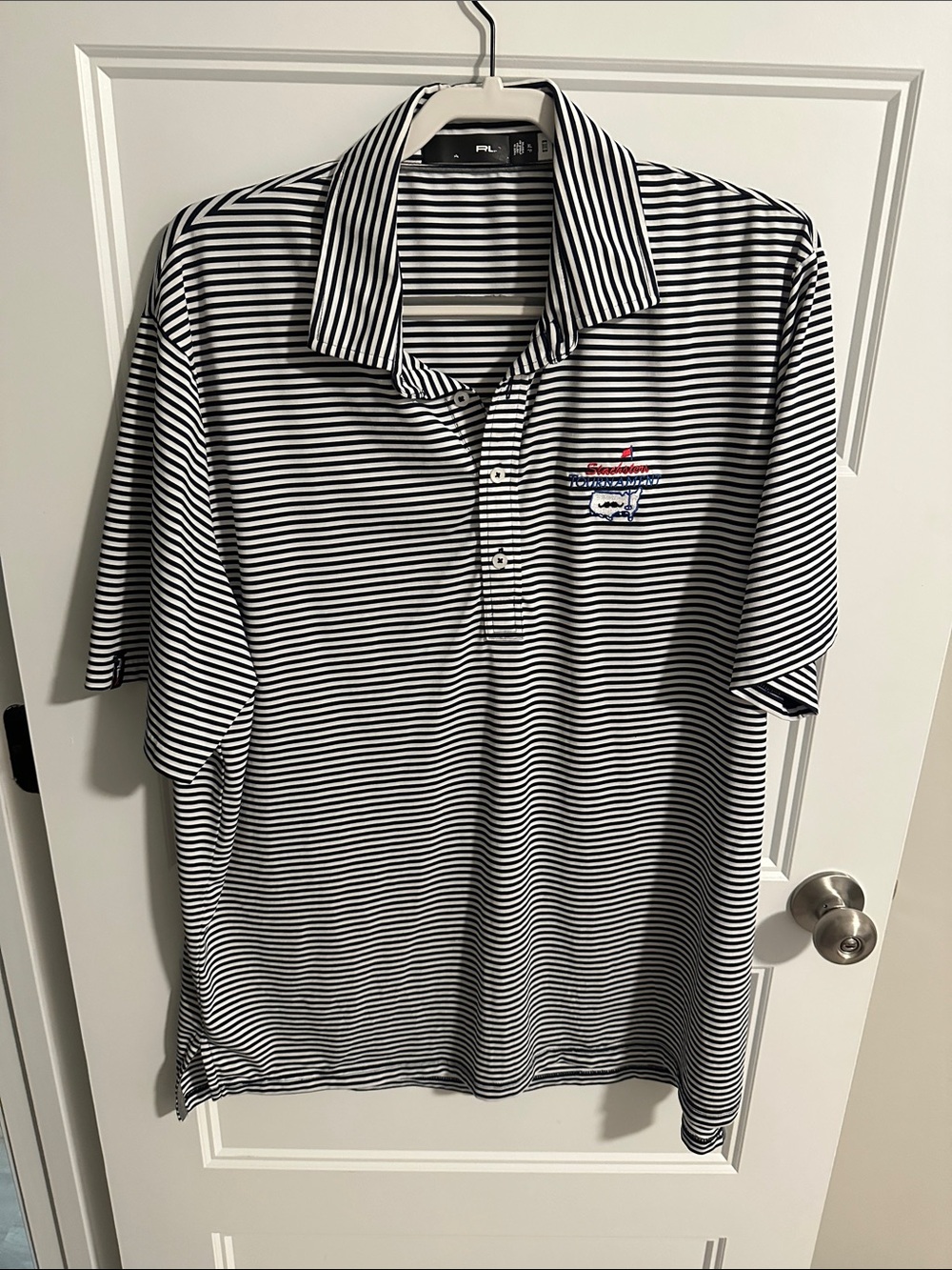 Polo by Ralph Lauren Black & White Striped Men’s Polo with Embroidered Crest
